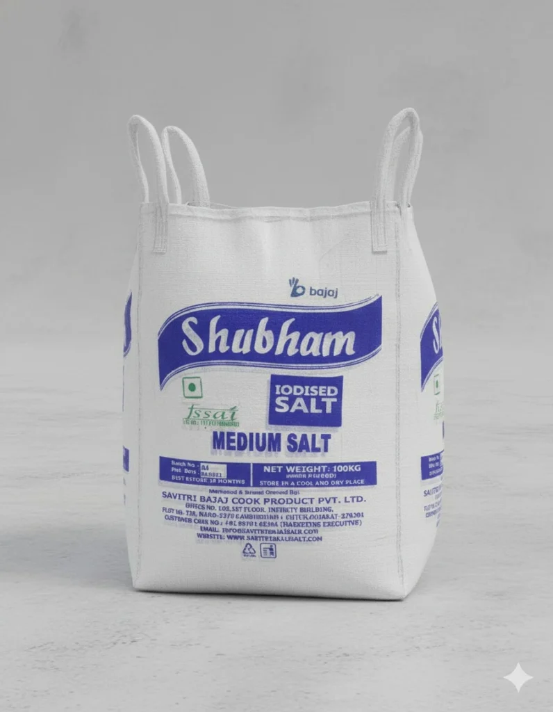 Shubham Refined Free Flow Salt for Industrial Purpose in 1MT bags Bajaj Salt Group Gandhidham Kutch Gujarat