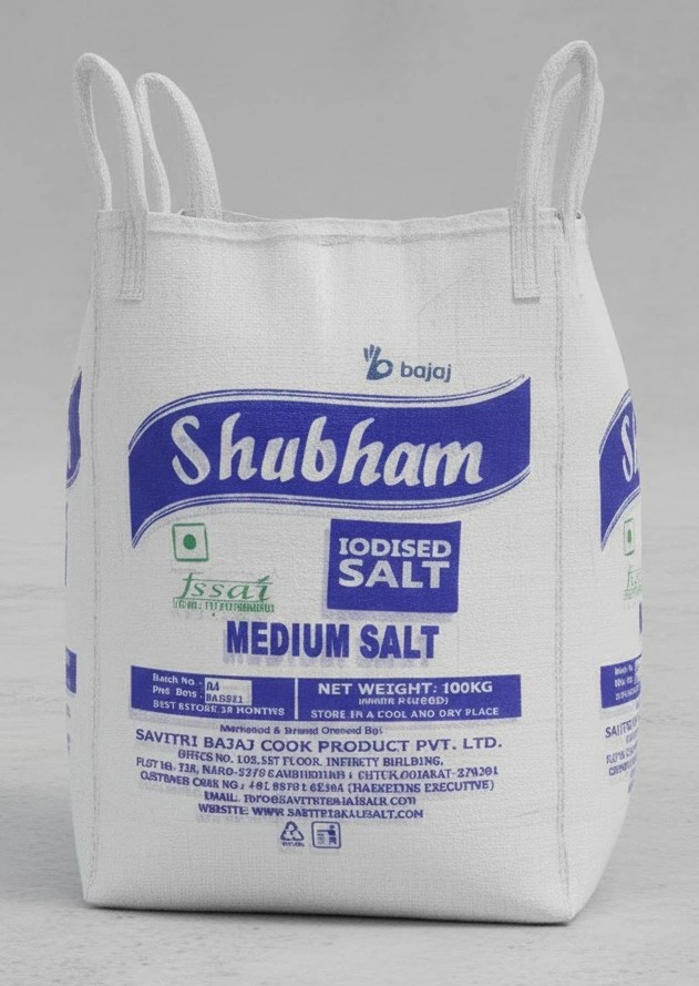 1 MT jumbo bag salt — bulk export packaging available through Bajaj Salt Group contract manufacturing